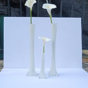 MCM White Blown Glass Vases Elegant Accents for Modern Decor